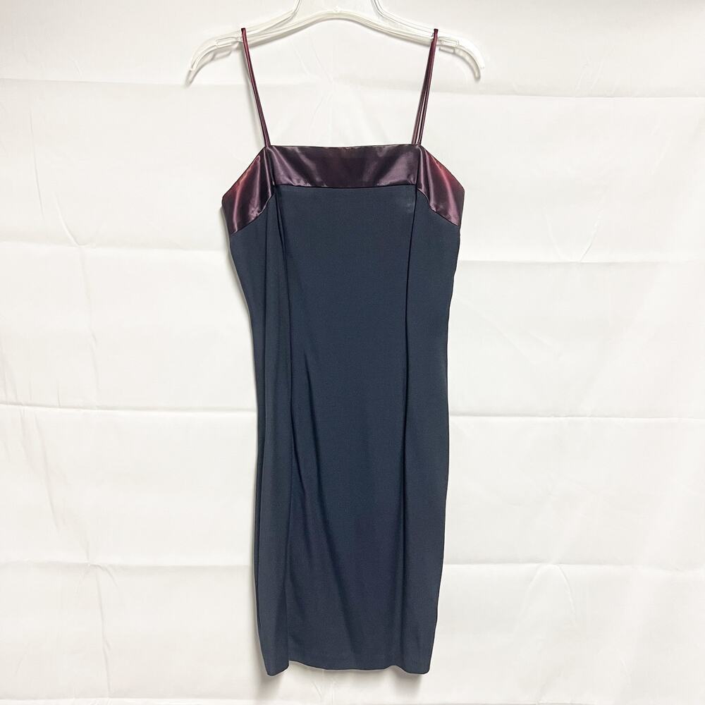 John Roberts Vintage 90s Y2K Party Cocktail Navy Blue Dress Size 8